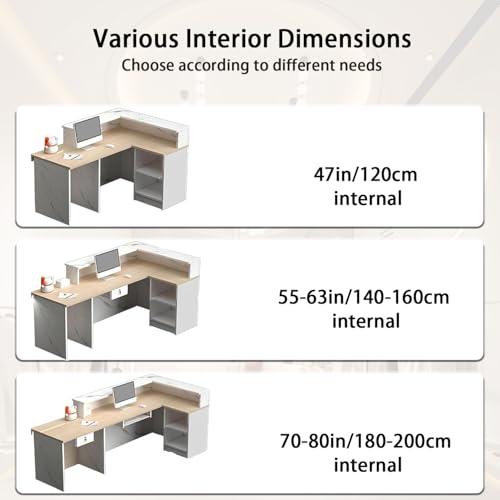 L-Shaped Reception Desk with LED Lights & Lockable Drawer