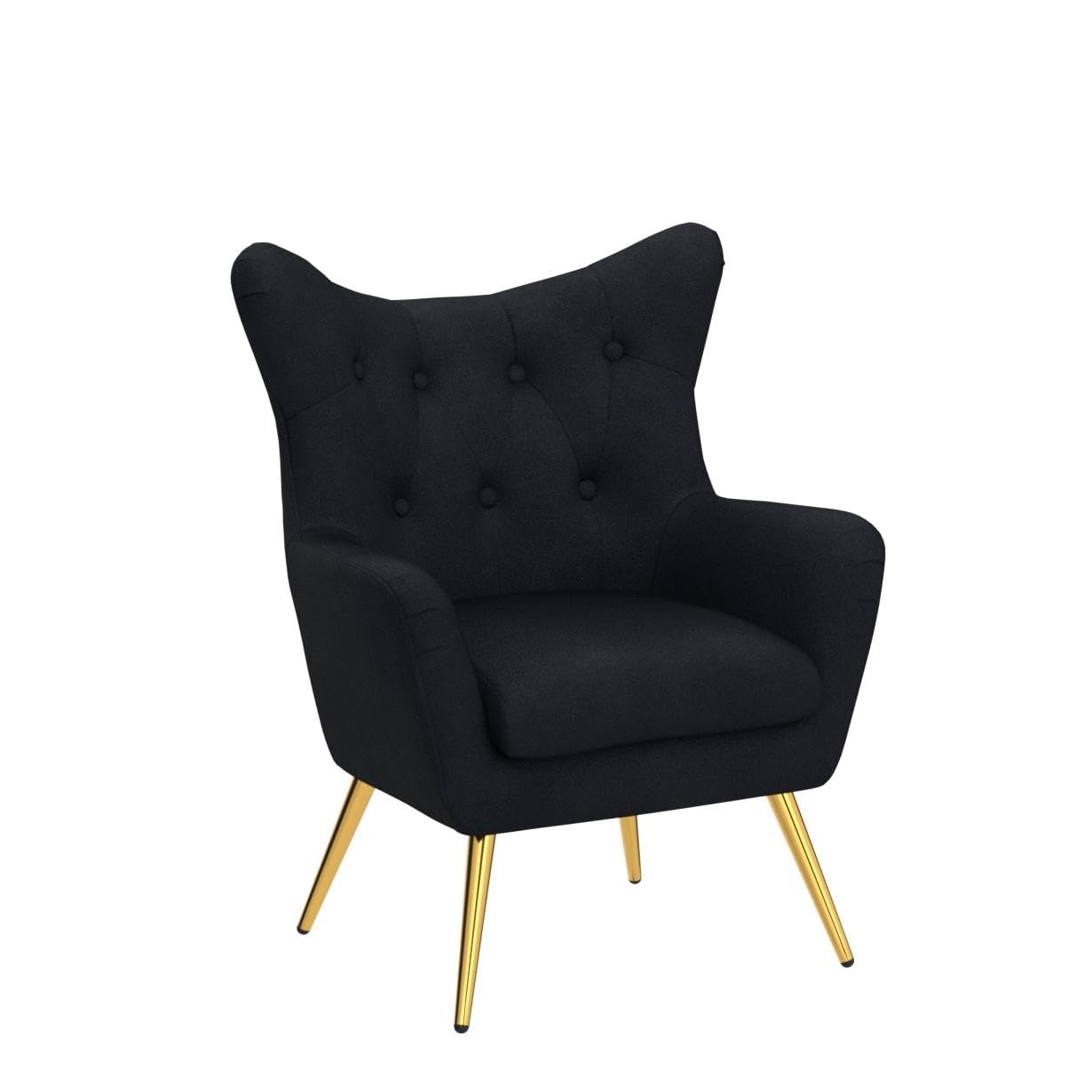 Velvet Wingback Accent Chair with Gold Legs