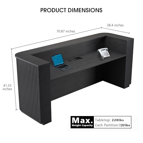ONNAHOMEStlyle Curved Reception Desk with Cable Grommet