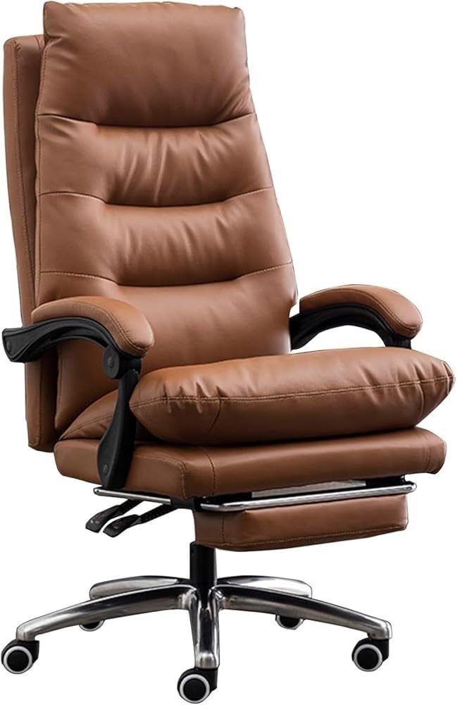 Genuine Leather Executive Office Chair with Footrest