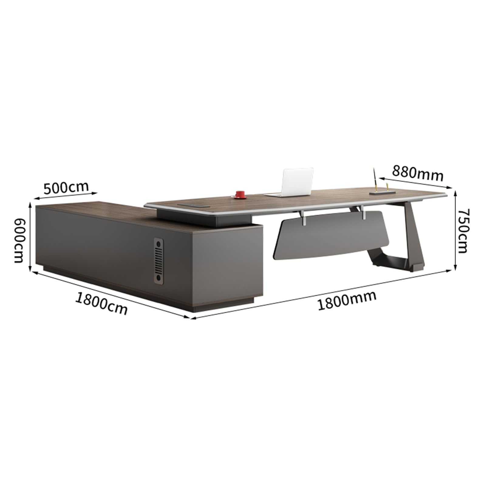 Minimalist L-Shaped Executive Desk with Cabinet