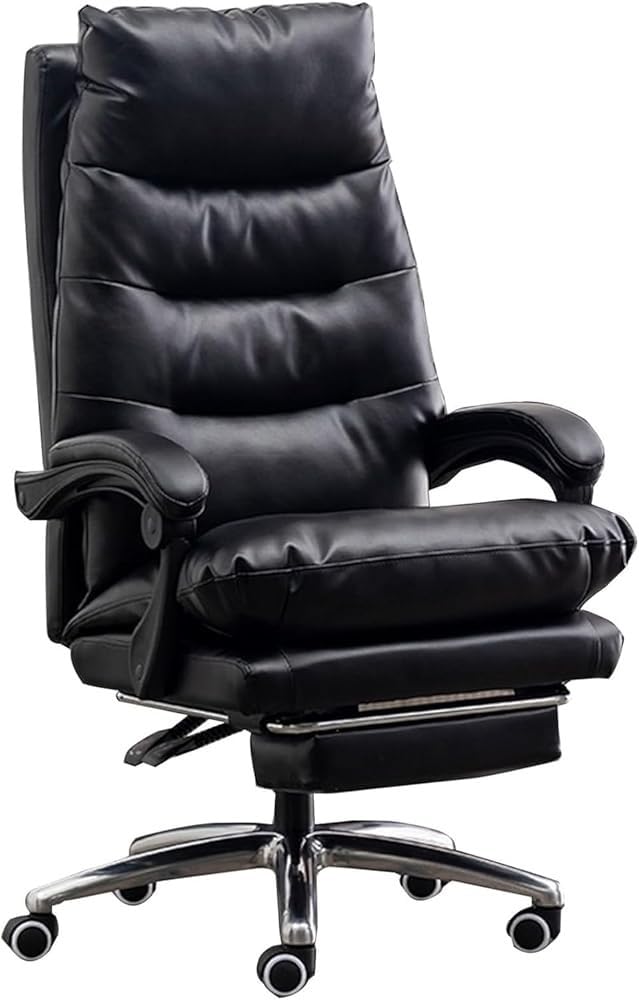 Genuine Leather Executive Office Chair with Footrest