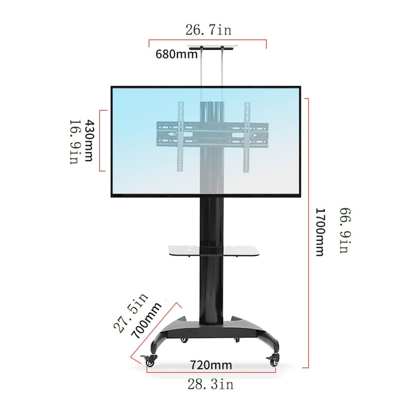 Mobile TV Cart for 32–65" Displays