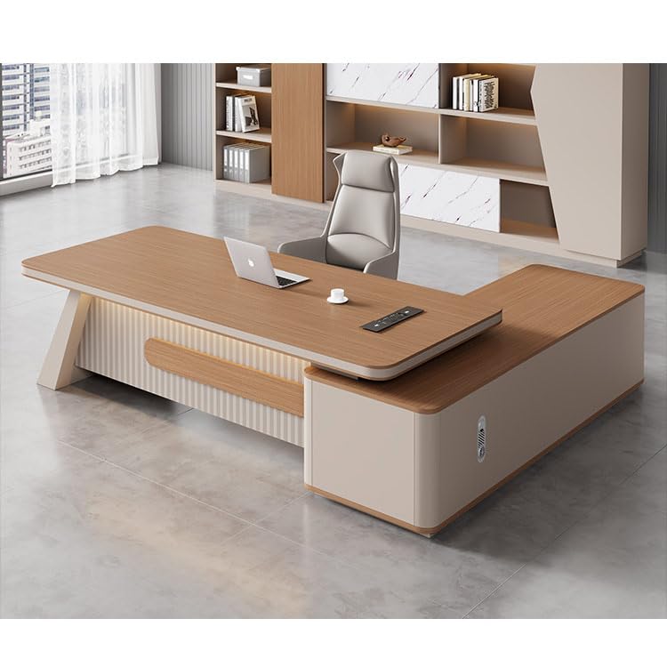 94" L-Shaped Executive Desk with Lockable Drawer