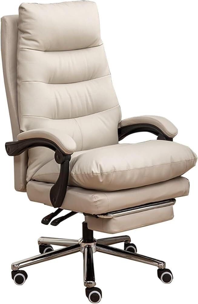 Genuine Leather Executive Office Chair with Footrest