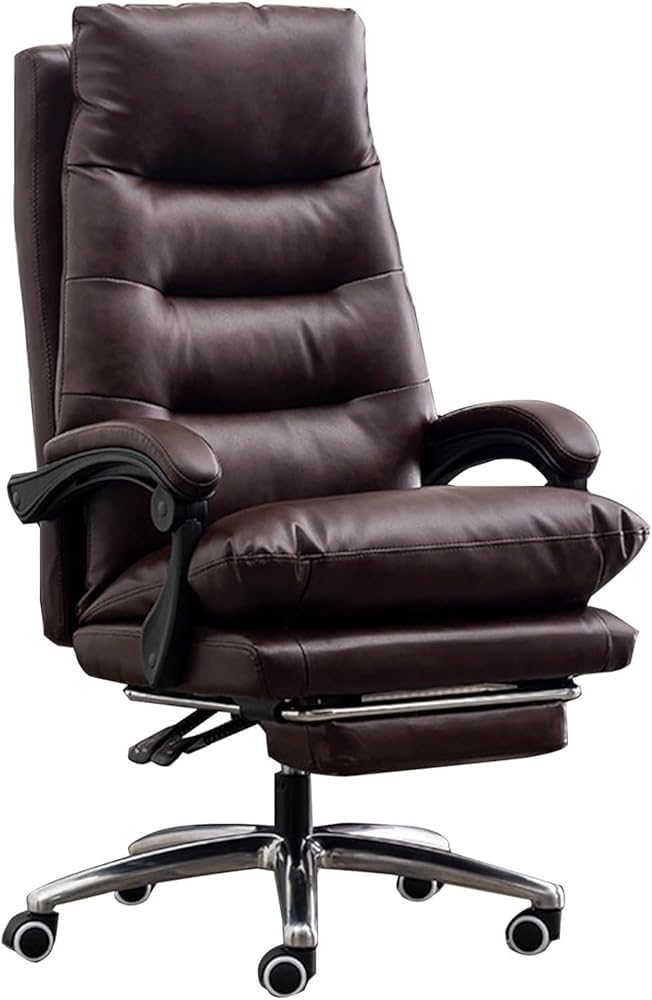 Genuine Leather Executive Office Chair with Footrest