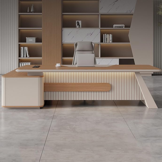 94" L-Shaped Executive Desk with Lockable Drawer