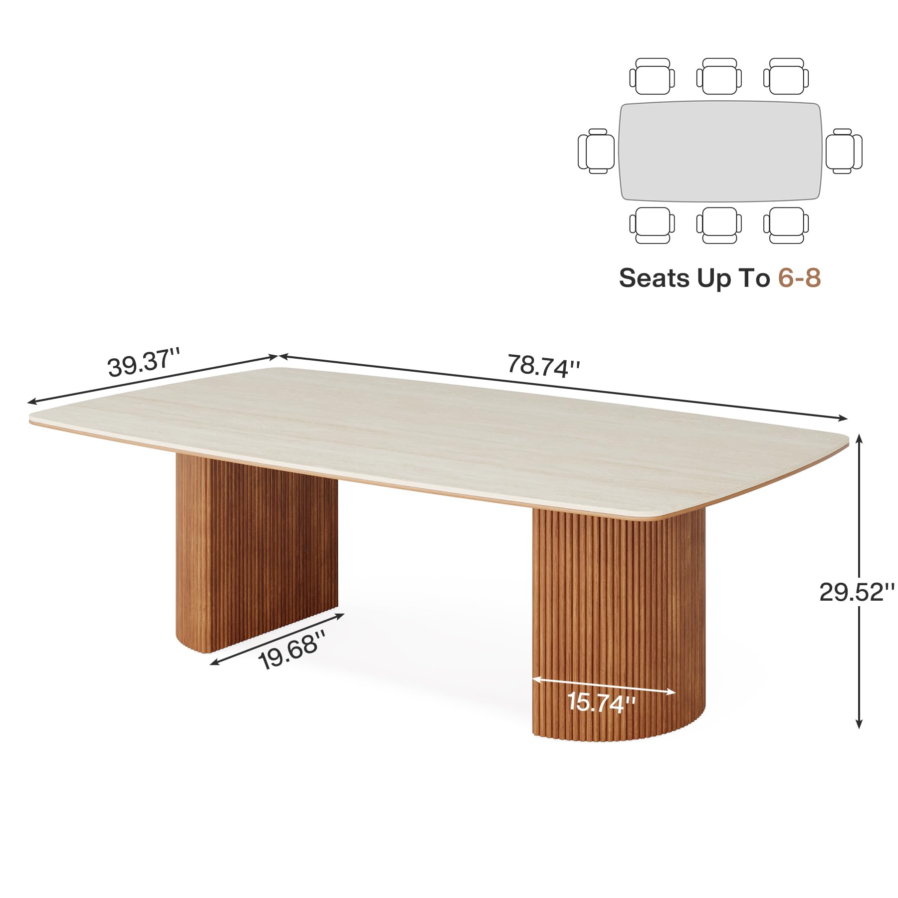 6.56ft Conference Table for 8–10 People