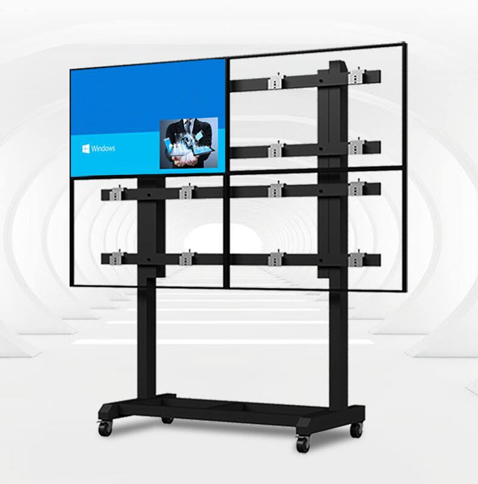 Quad Monitor Stand with Wheels for 40–60" Screens