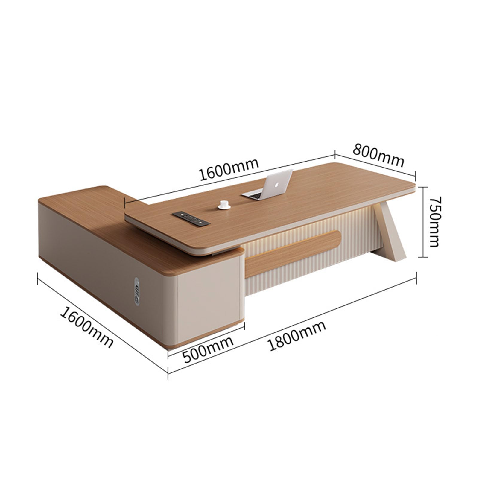 94" L-Shaped Executive Desk with Lockable Drawer