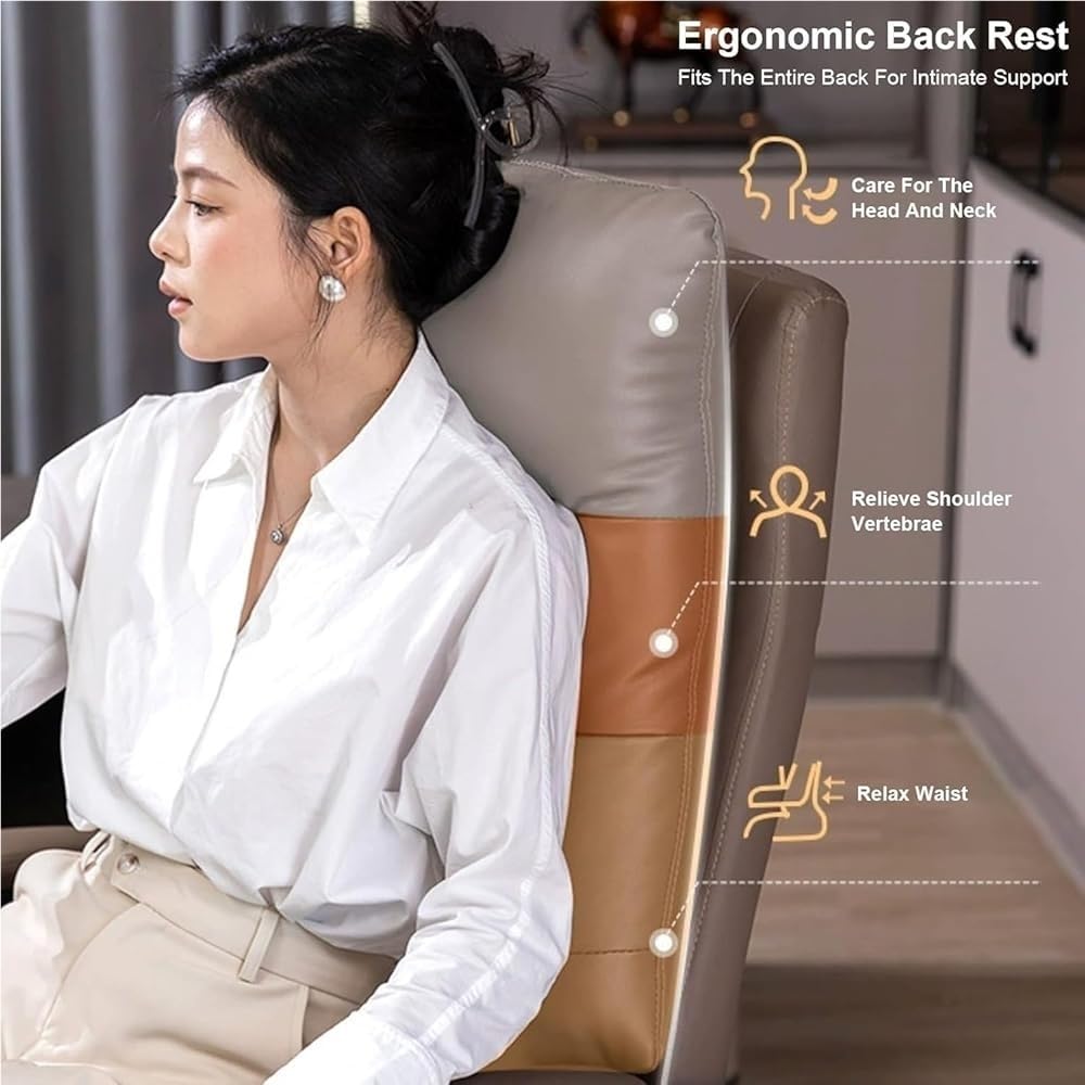 Genuine Leather Executive Office Chair with Footrest