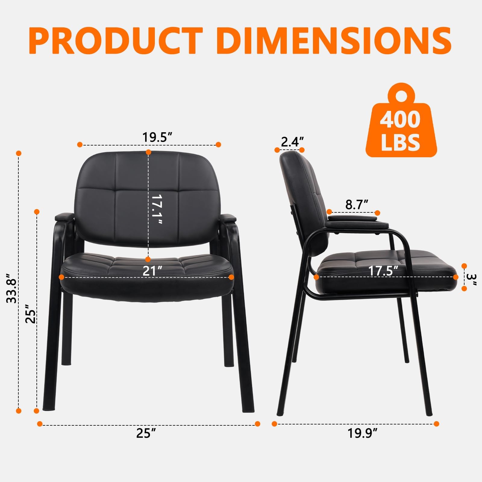 Big & Tall Leather Guest Chair with Padded Arms