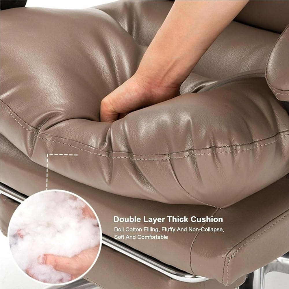 Genuine Leather Executive Office Chair with Footrest