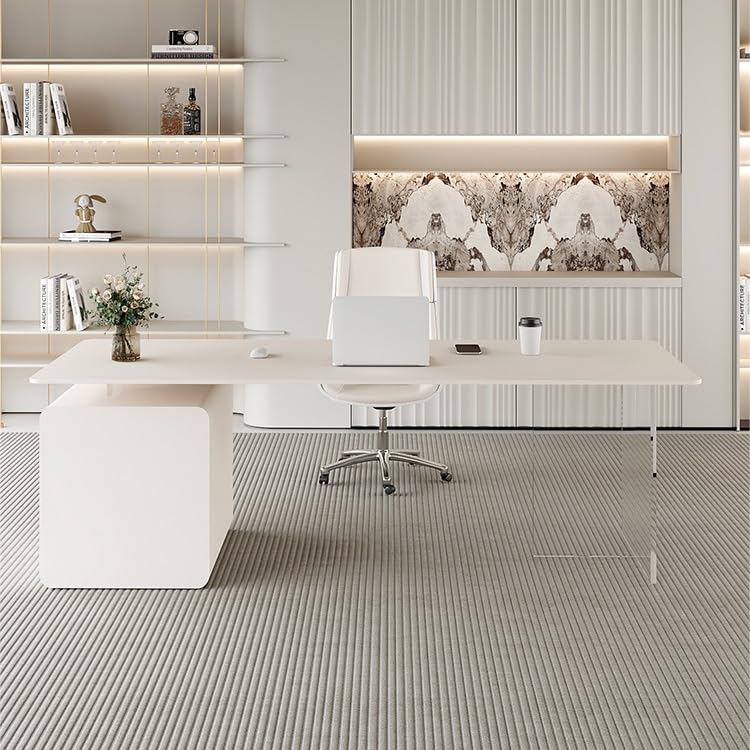 Modern Office Desk in Cream White