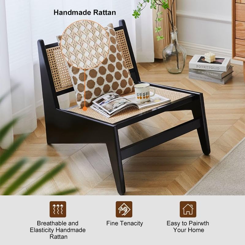 Japandi Rattan & Wood Lounge Chair