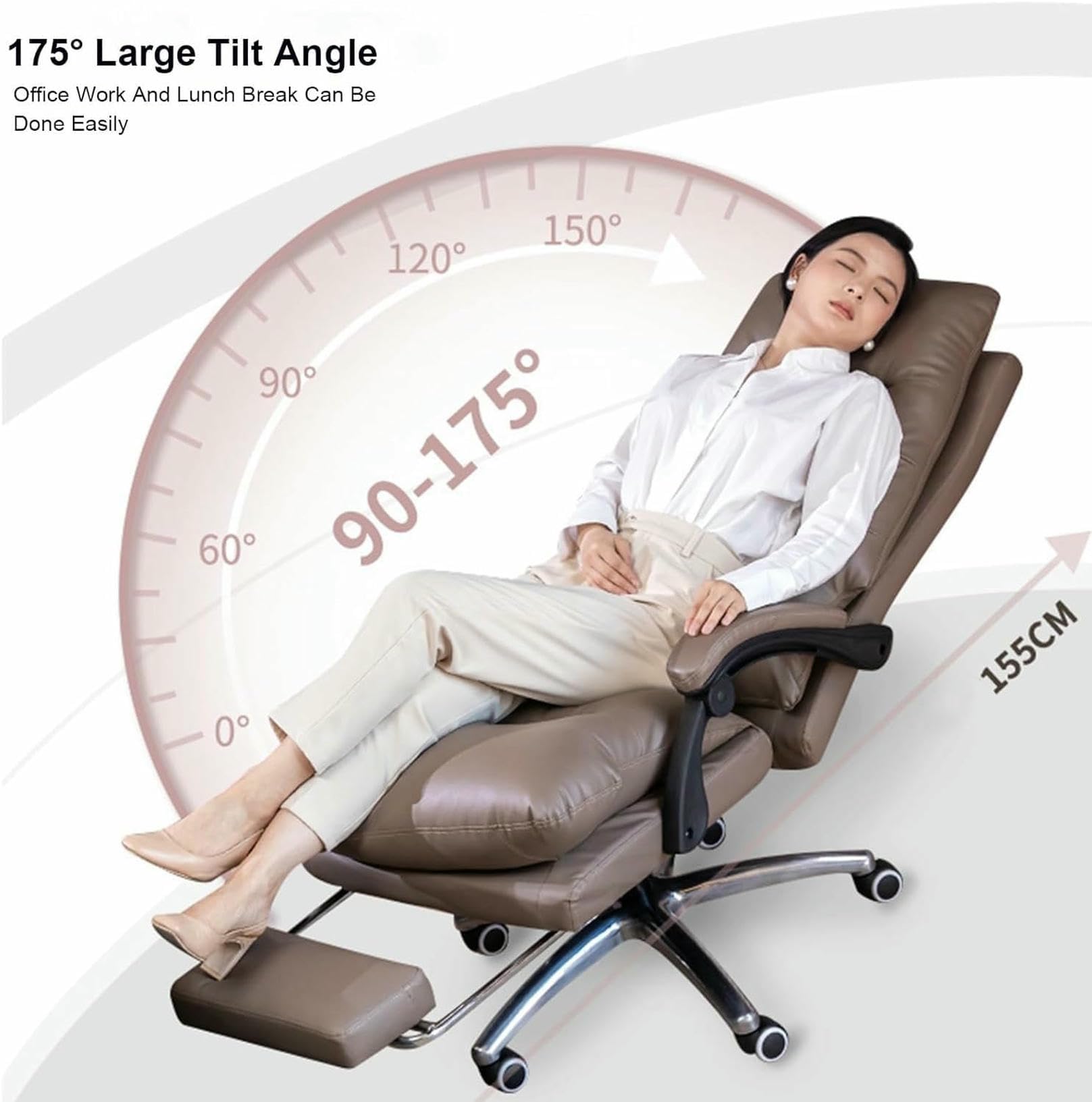 Executive Leather Office Chair with Footrest