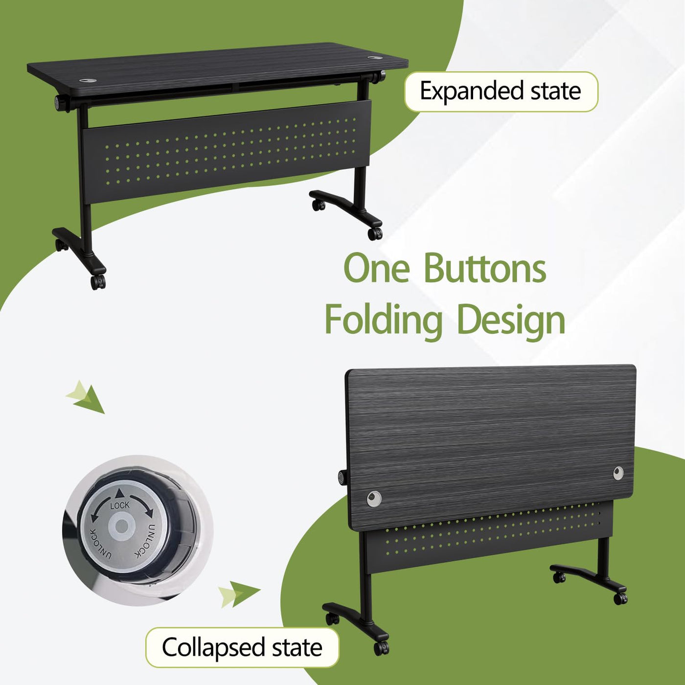 Mobile Folding Conference Table Set for 10–14 People