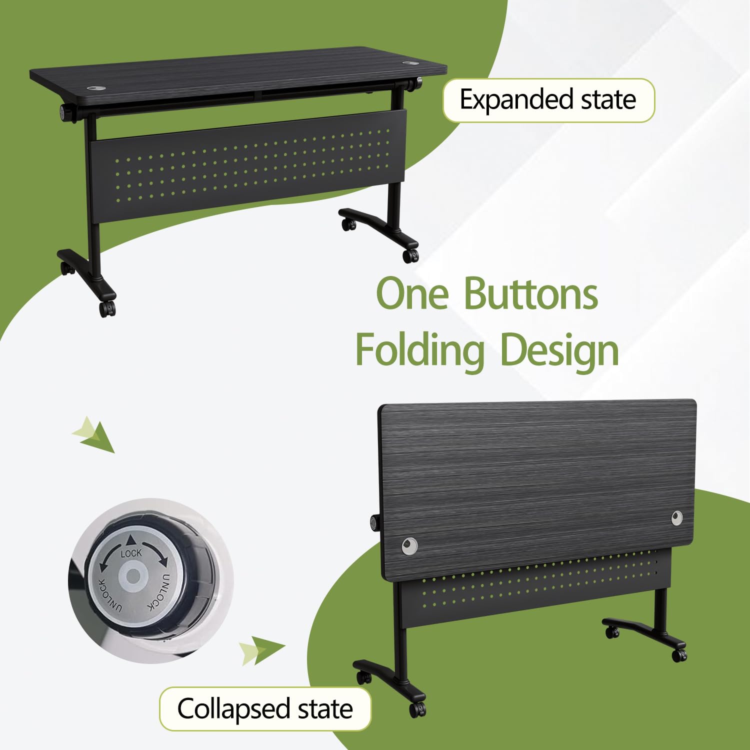 Mobile Folding Conference Table Set for 10–14 People