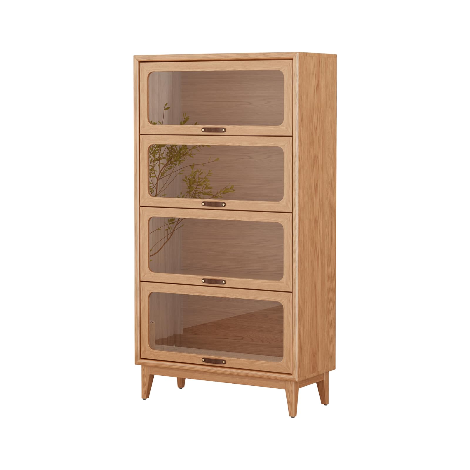 72" Solid Wood Bookcase with Doors