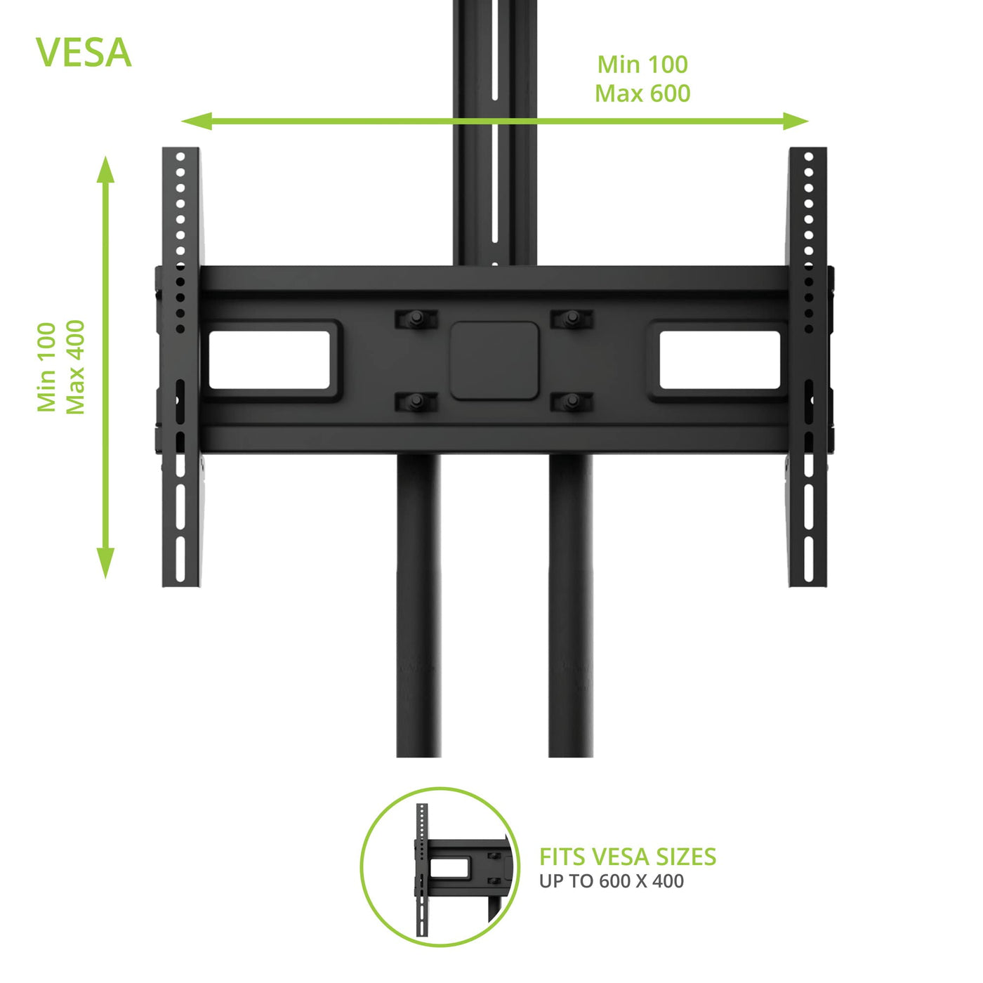 Height-Adjustable Mobile TV Mount with Shelf for 55–100" TVs