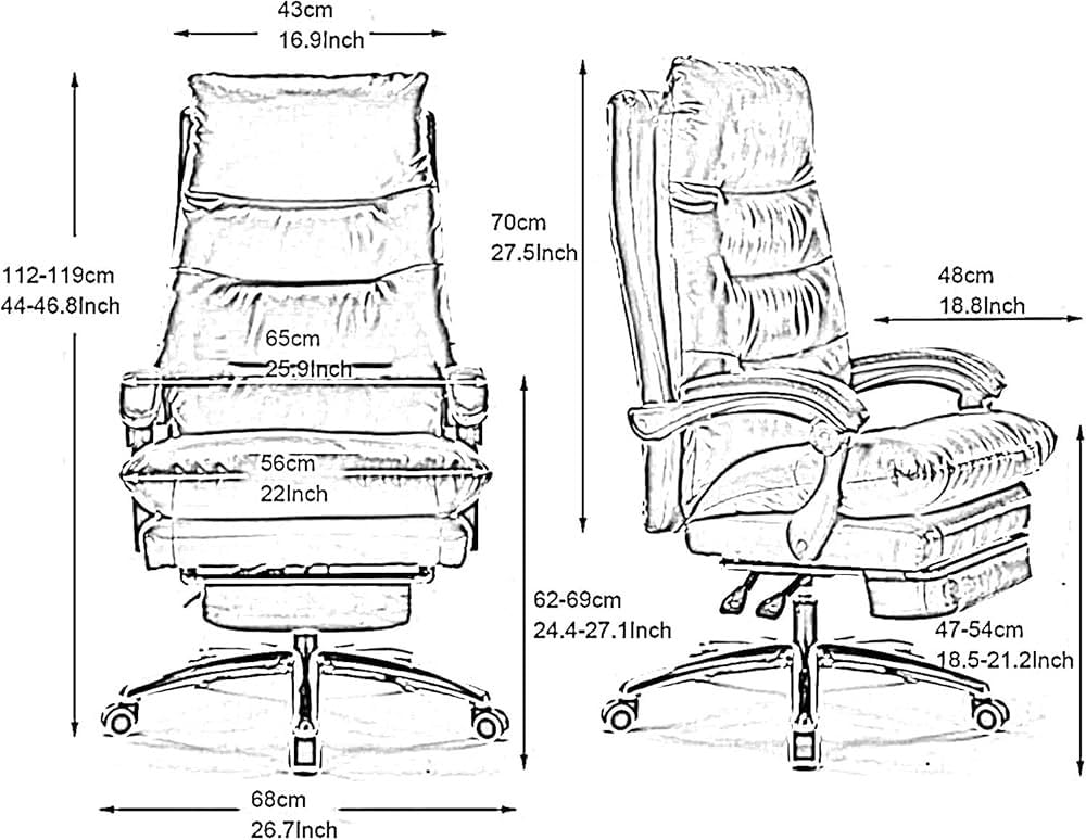 Genuine Leather Executive Office Chair with Footrest