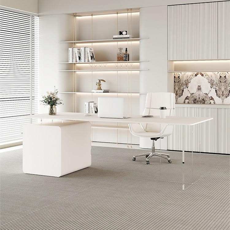 Modern Office Desk in Cream White