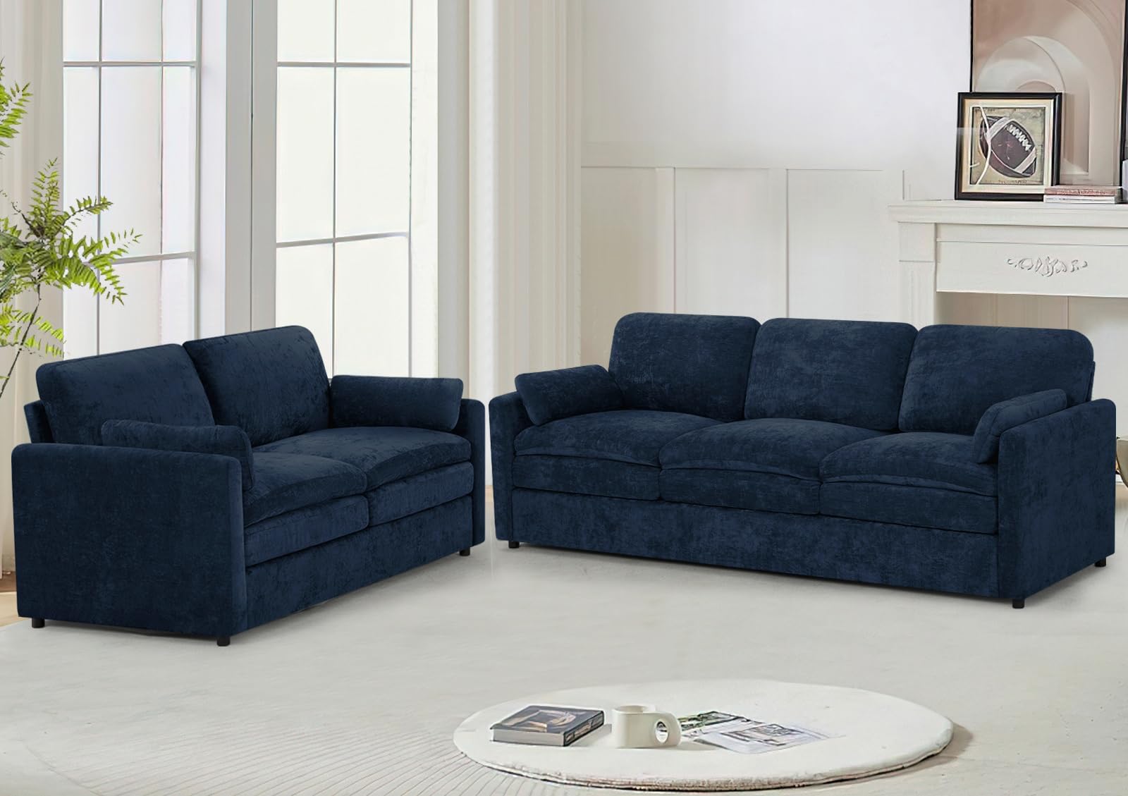 Lesofair Chenille Sofa Set with Thicker Cushions