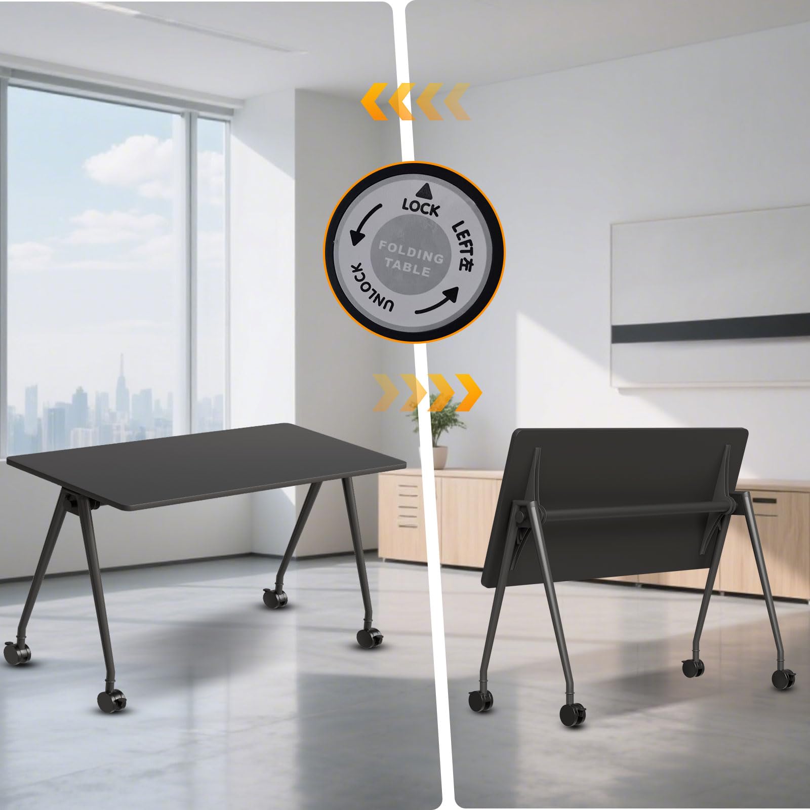 Foldable Conference Table with Wheels for 2–16 People