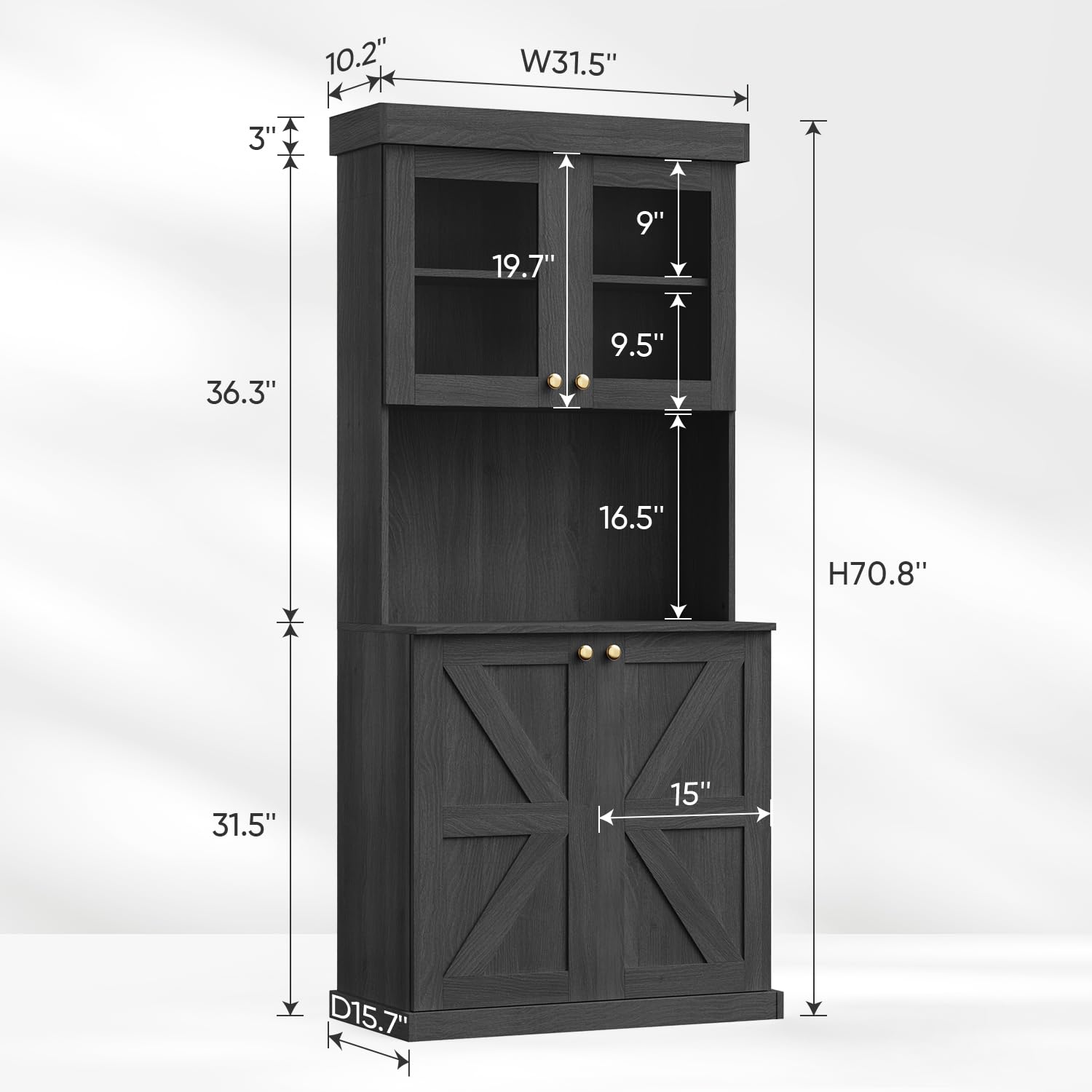 Lynsunix 71" Tall Modular Farmhouse Bookcases-PO（260515