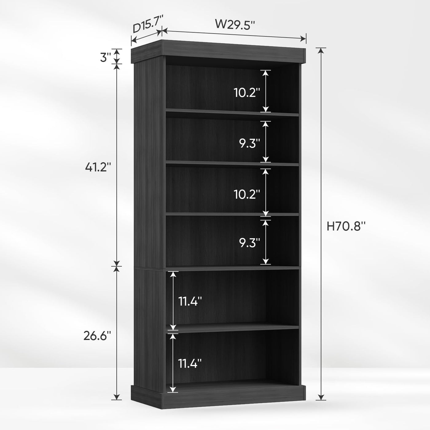 Vyre 70.8" Tall Farmhouse Bookshelf with Glass Doors-260513