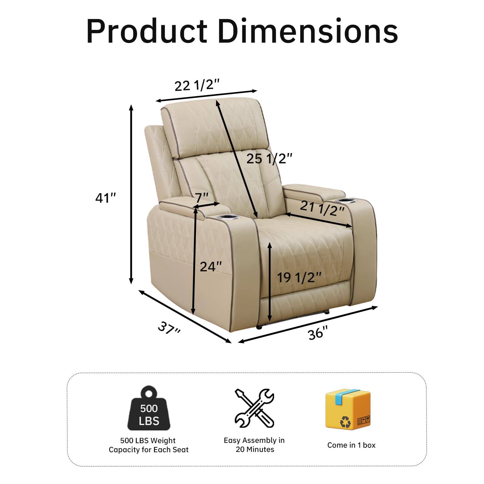 Saxum Tegmen Living Room Furniture Sets, Power Recliner Sectional Sofa with LED Lights