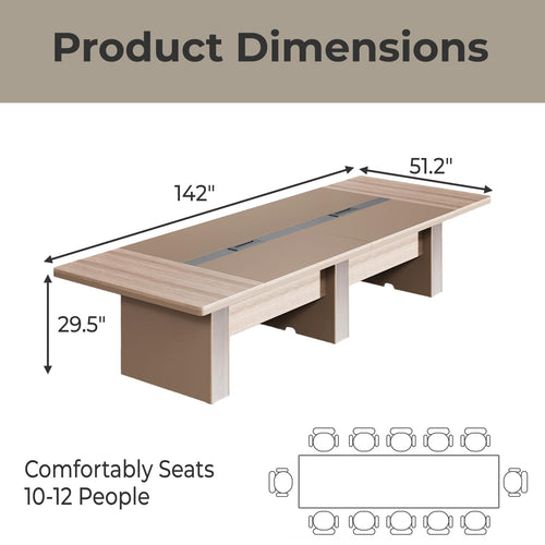 12FT Conference Table for 12–14 People