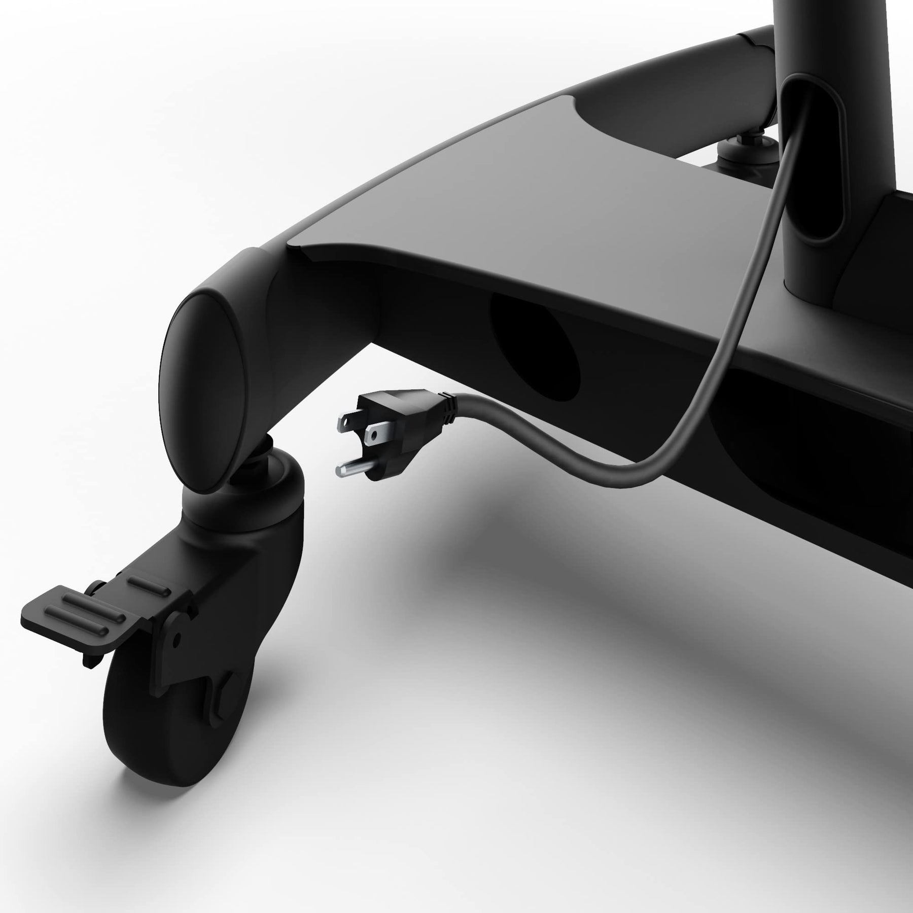 Height-Adjustable Mobile TV Mount with Shelf for 55–100" TVs