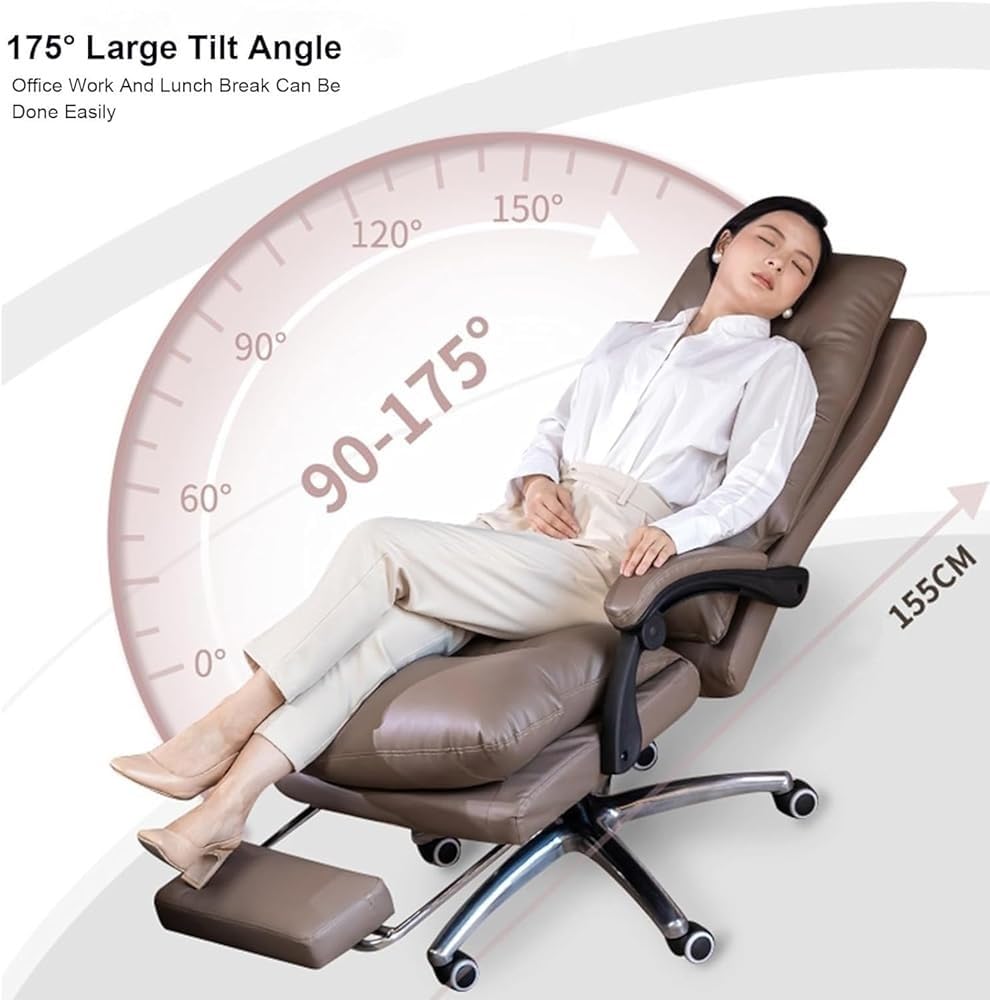 Genuine Leather Executive Office Chair with Footrest