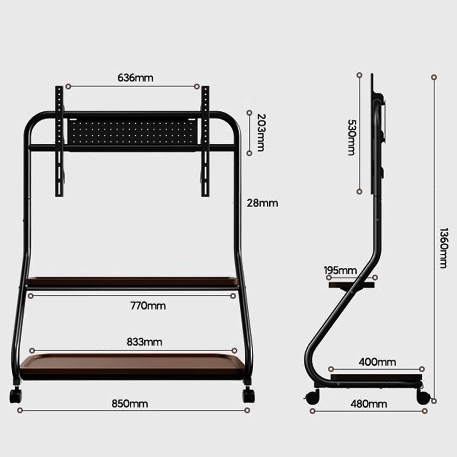 Mobile TV Stand with Storage for 32–100" Screens