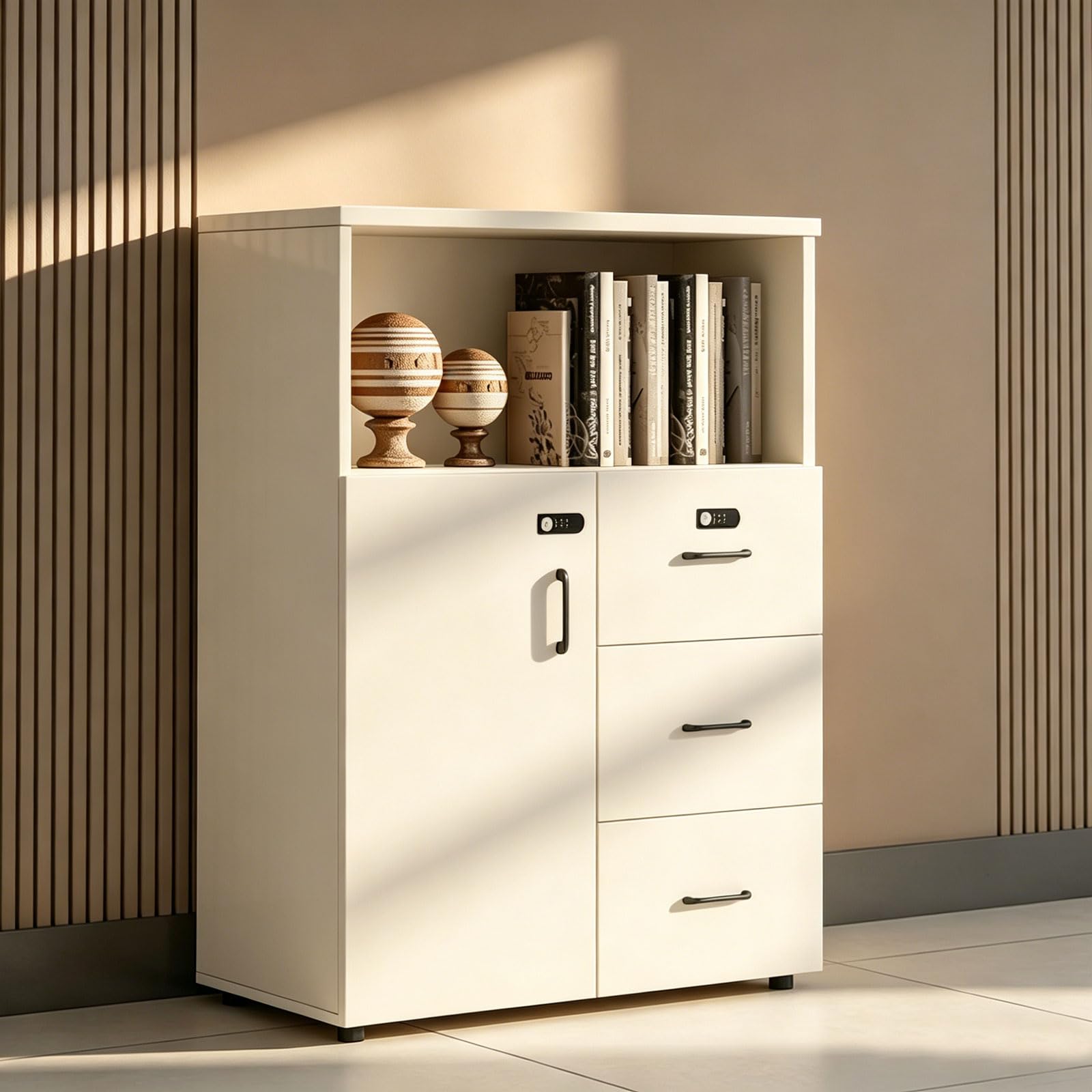 File Cabinet with Password Lock & Storage Shelves