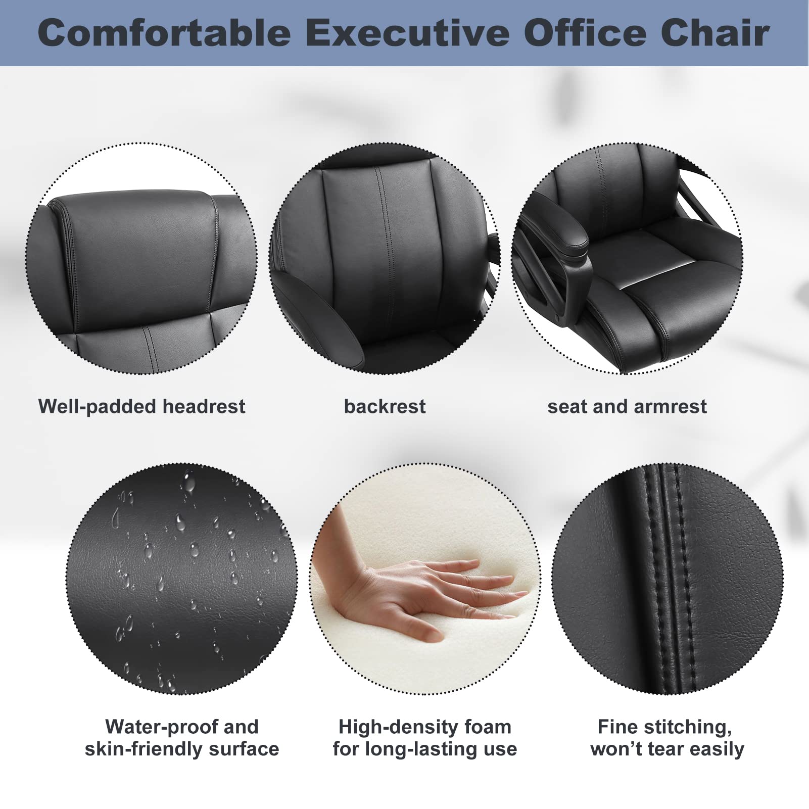 Executive Office Chair Set of 6 with Lumbar Support