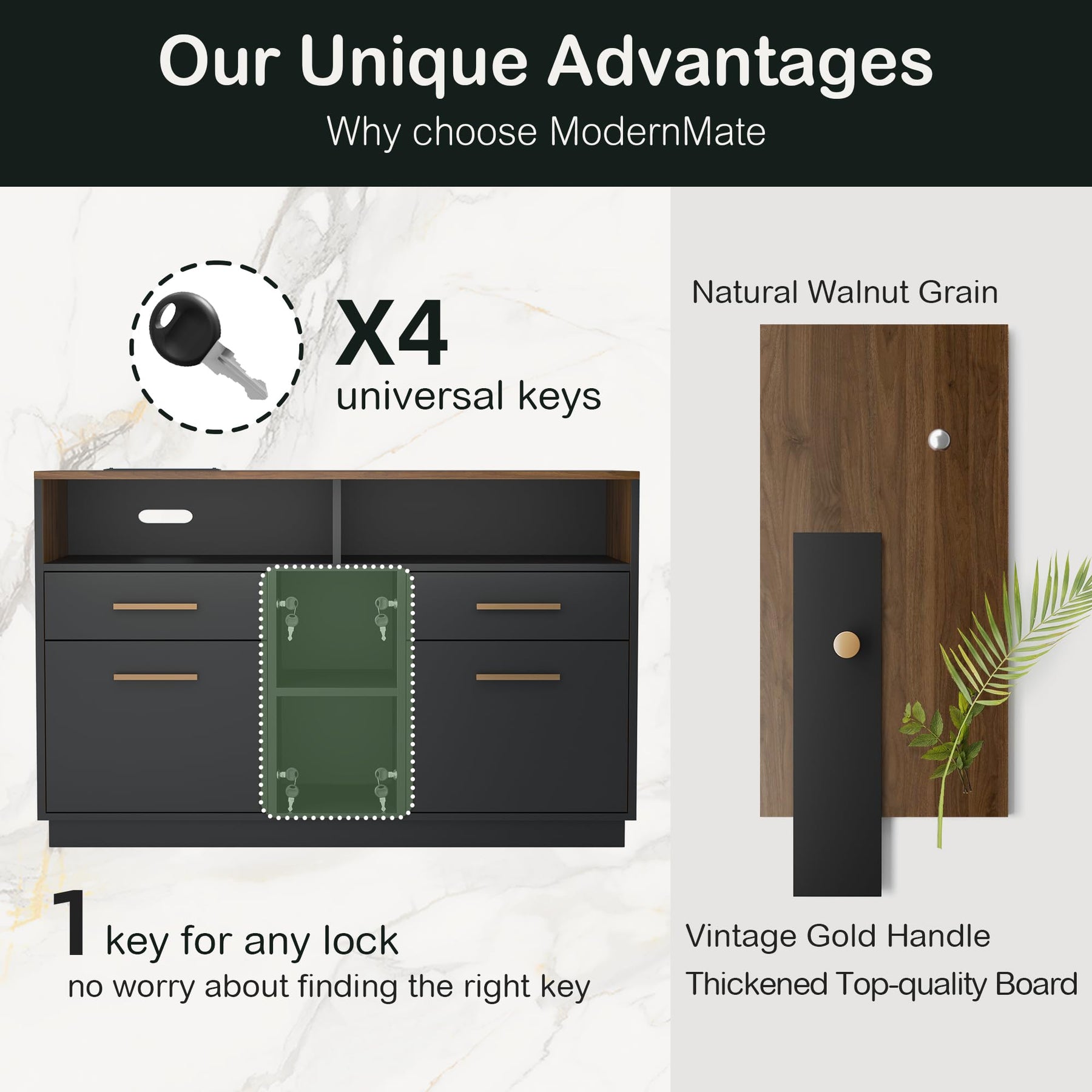 4-Drawer File Cabinet with Lock & Power Outlet
