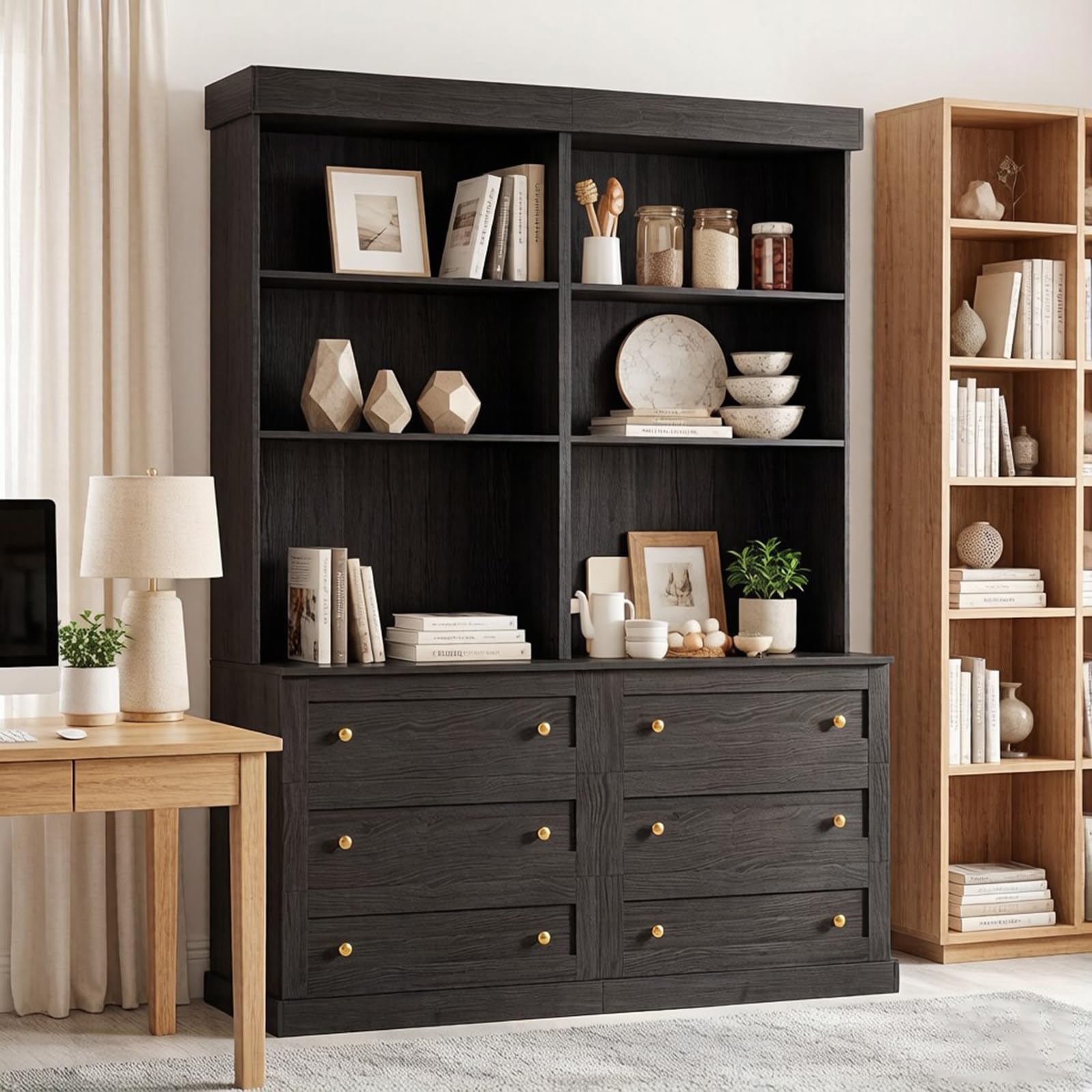 Lynsunix 71" Tall Modular Farmhouse Bookcases-PO（260515