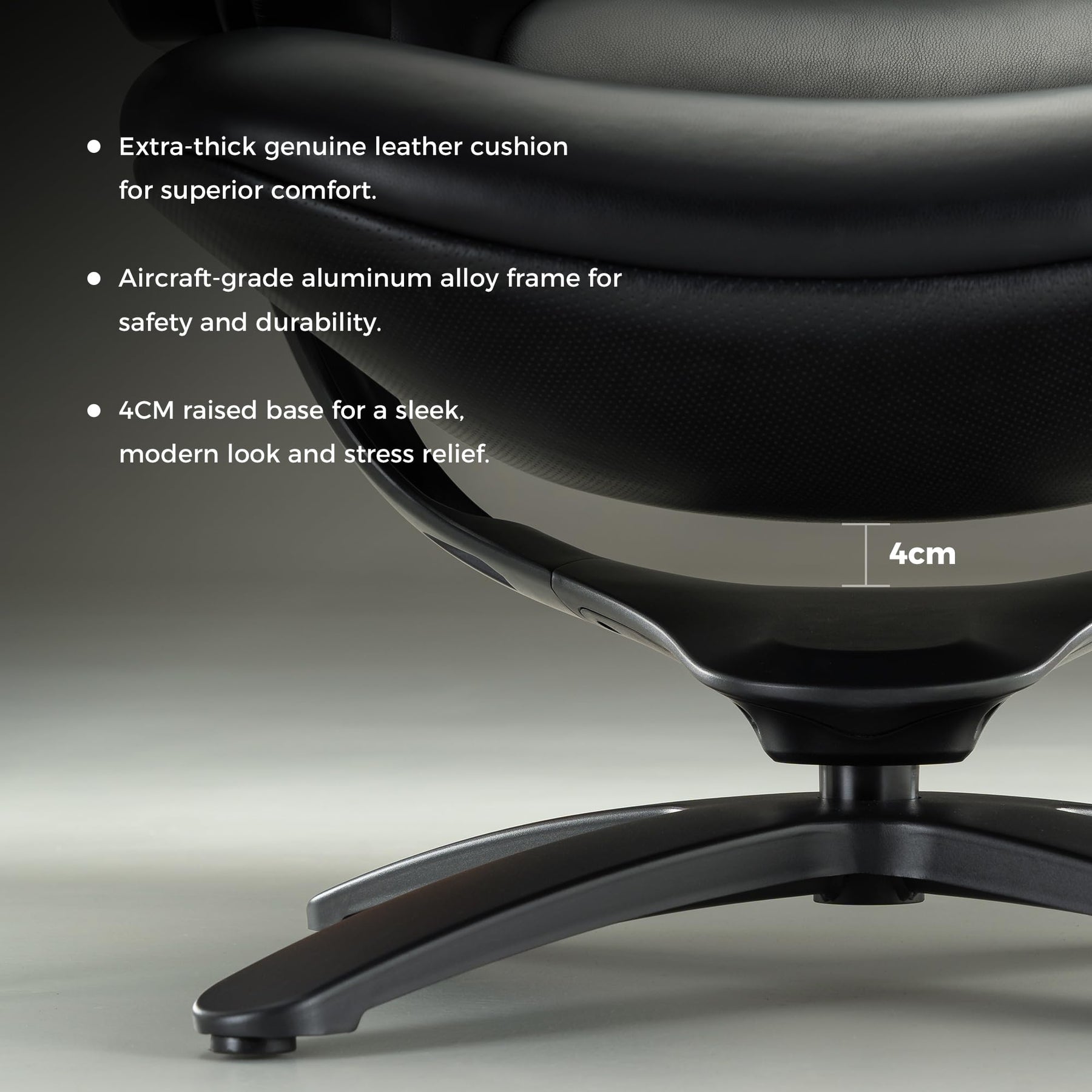 Genuine Leather Reclining Swivel Chair with Ottoman
