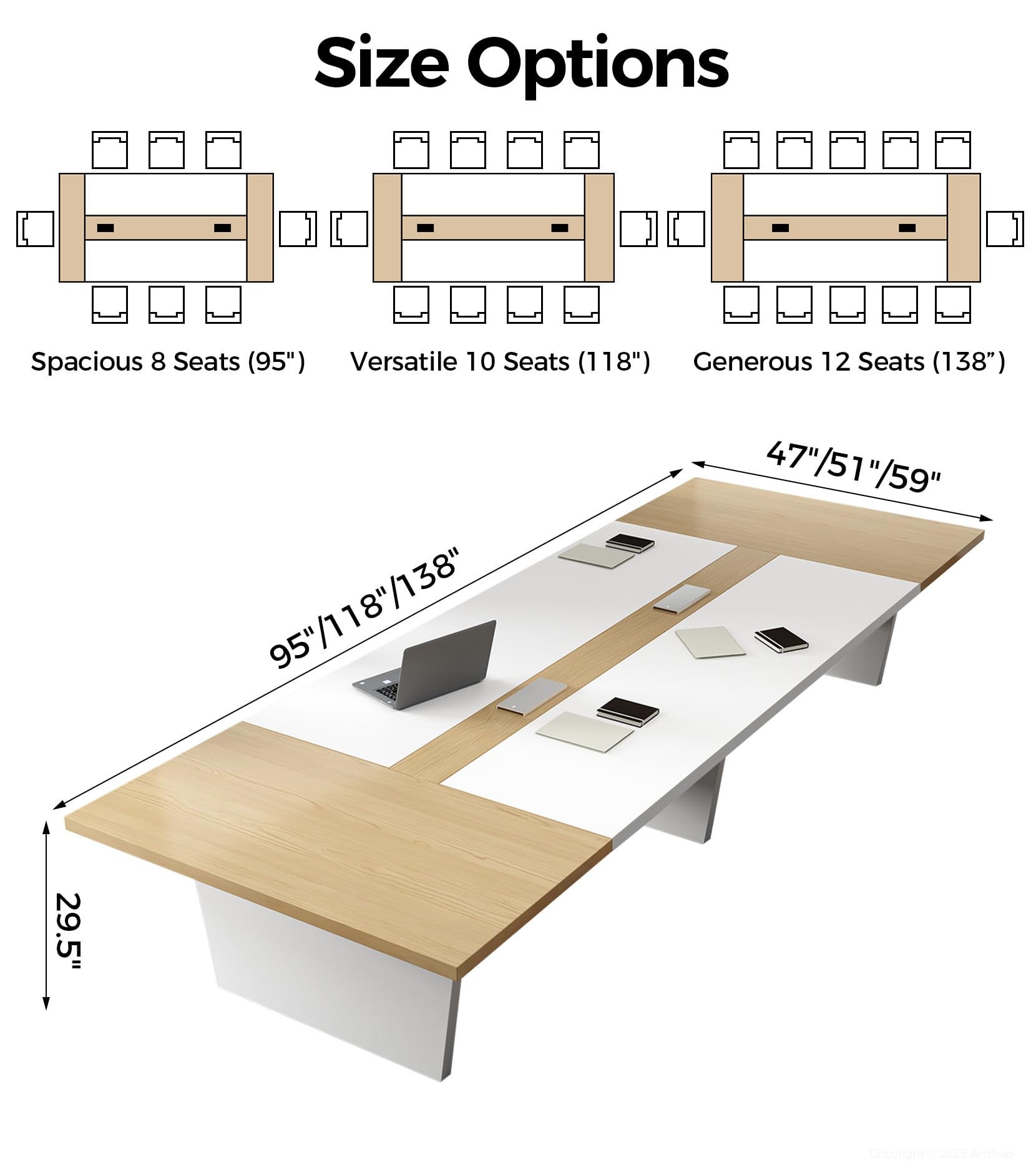 Large Conference Table with Cable Management