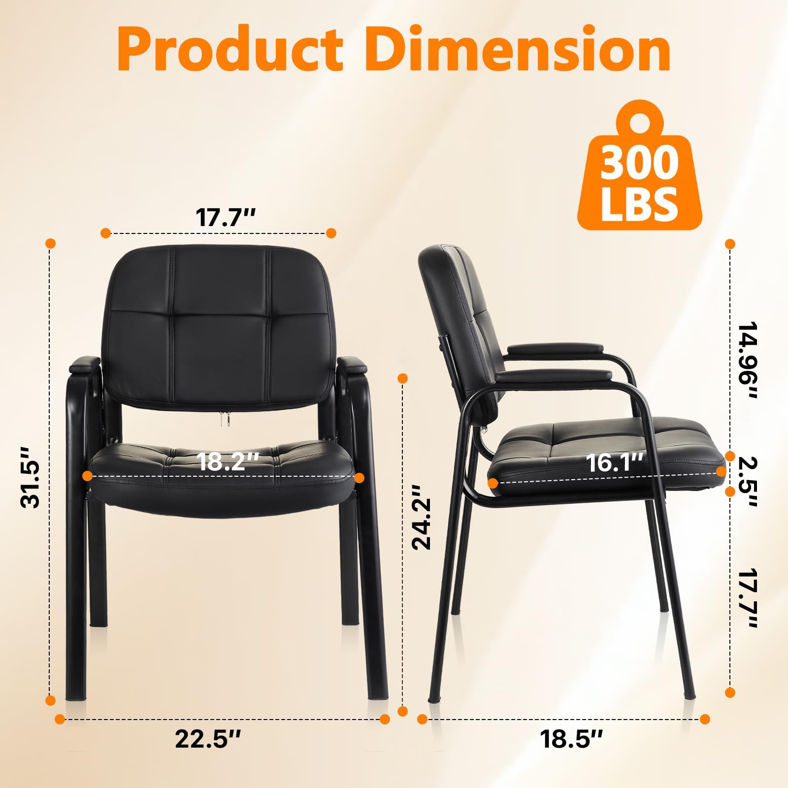 CLATINA Big & Tall Leather Waiting Room Guest Chair