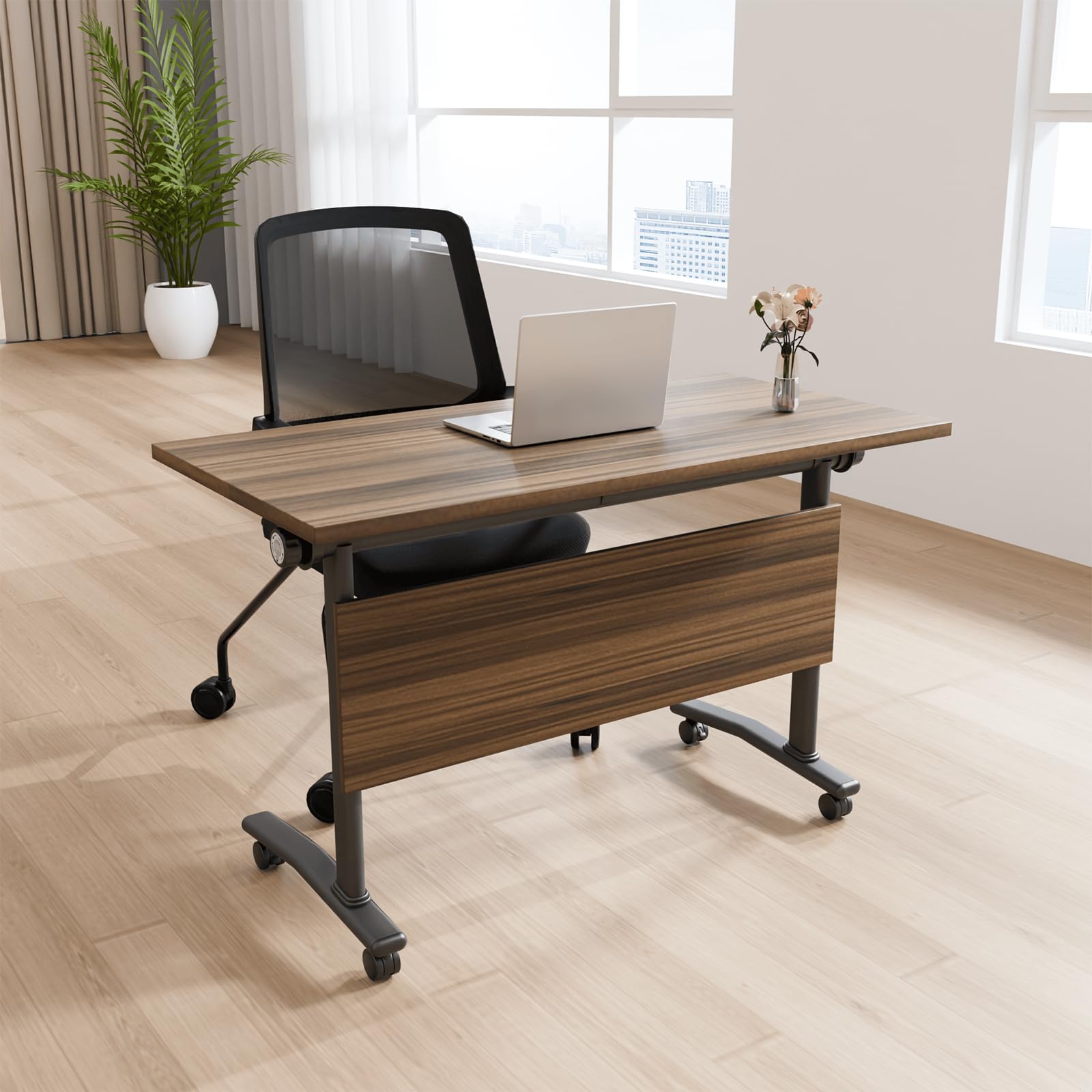 Mobile Folding Conference Table with Flip Top