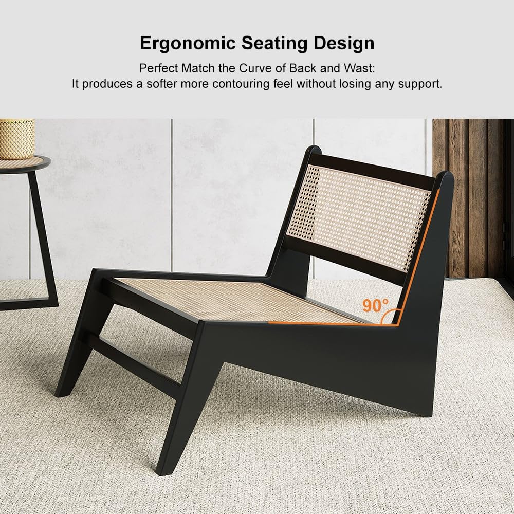 Japandi Rattan & Wood Lounge Chair