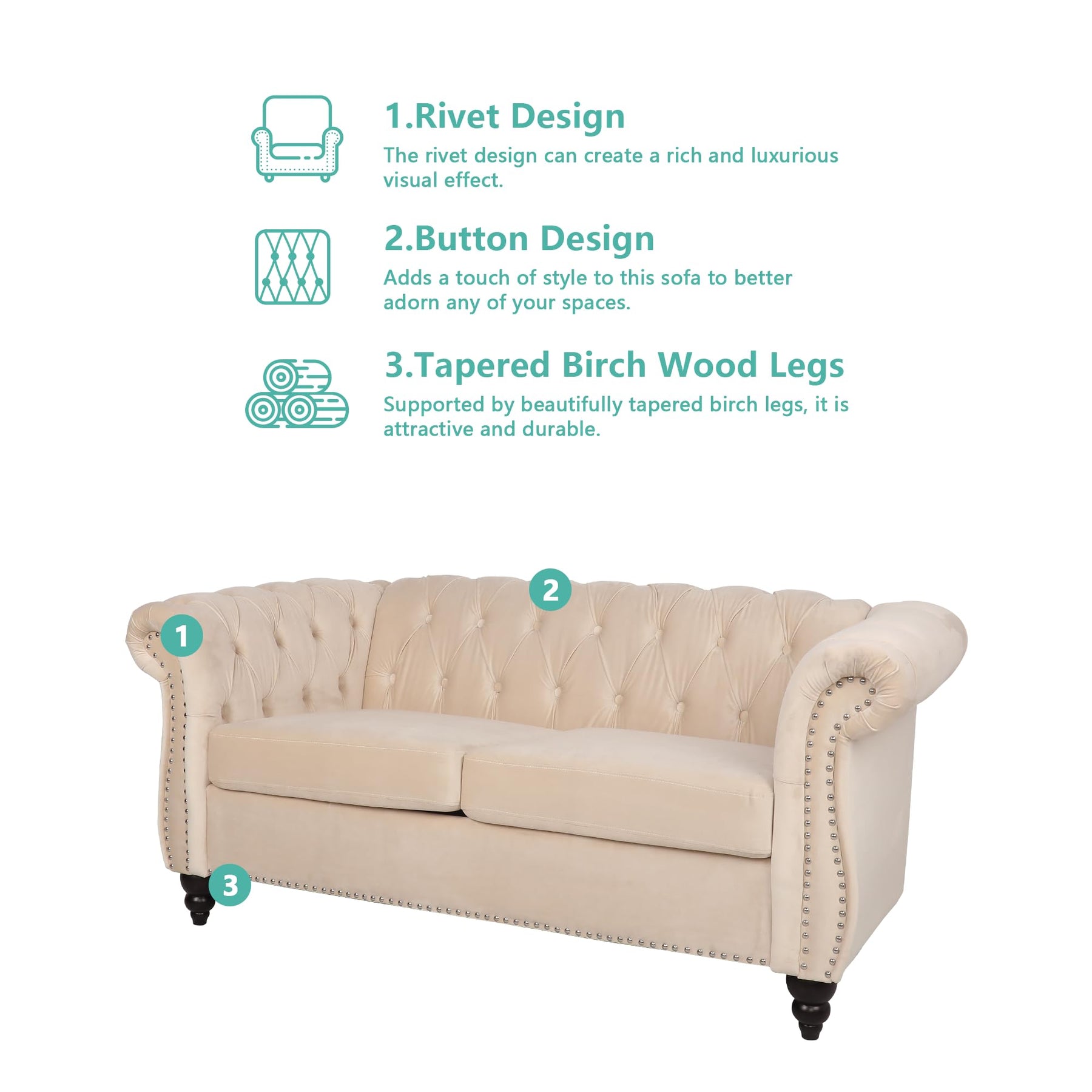 Chesterfield Sofa & Chair Living Room Set