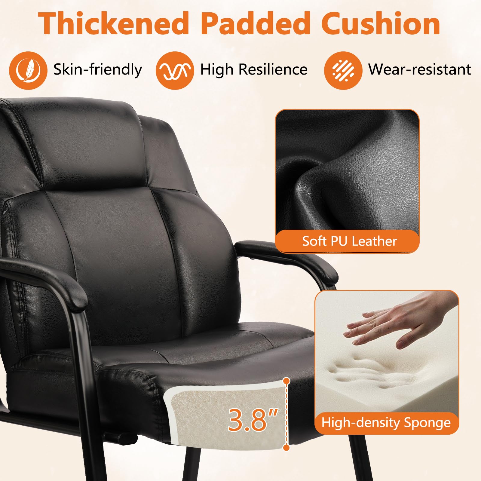 CLATINA Big & Tall 400 lb. Leather Reception Chairs Guest Chair