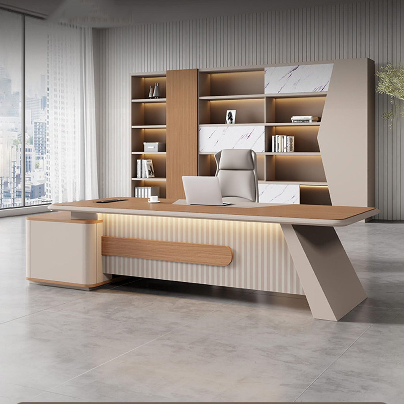 94" L-Shaped Executive Desk with Lockable Drawer