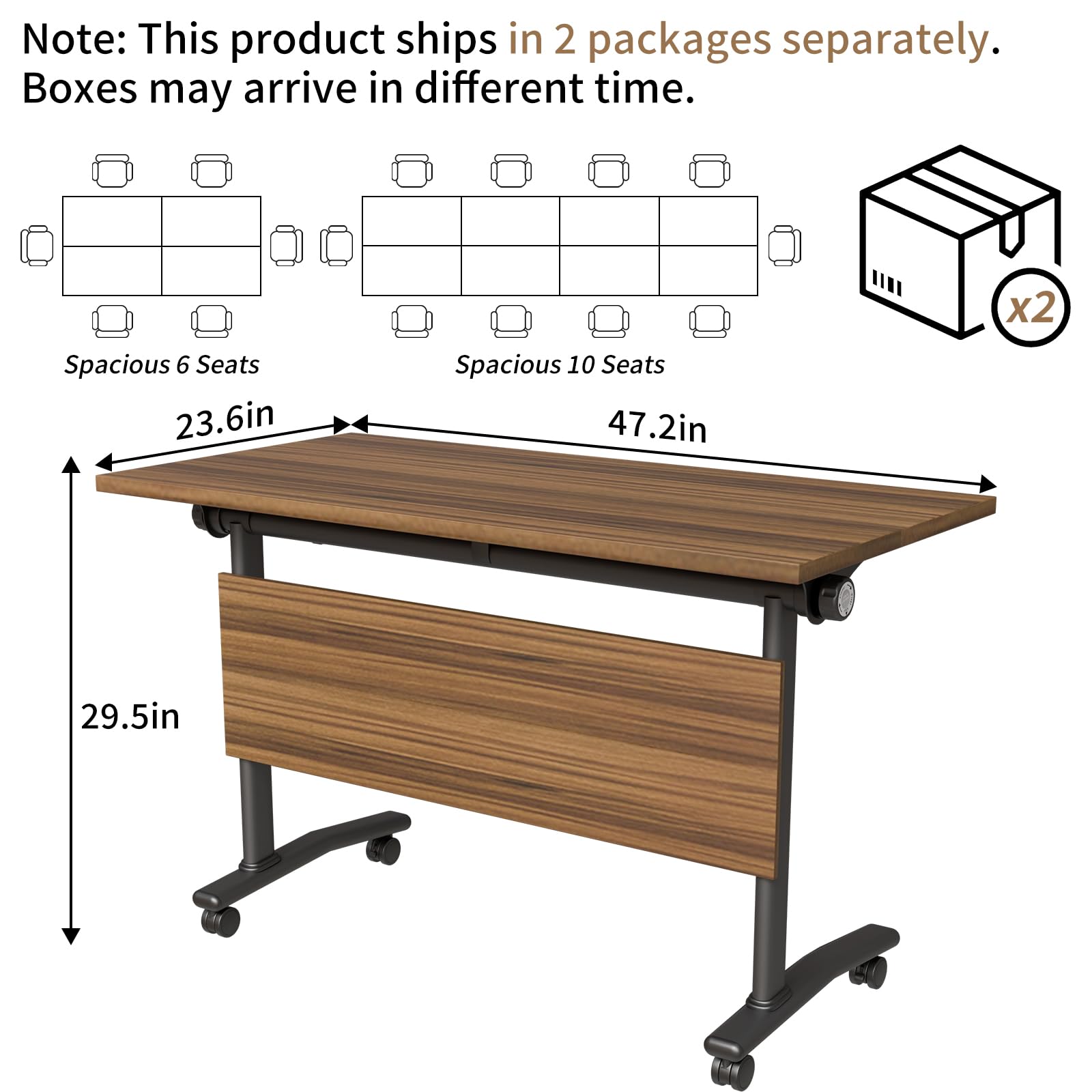 Mobile Folding Conference Table with Flip Top