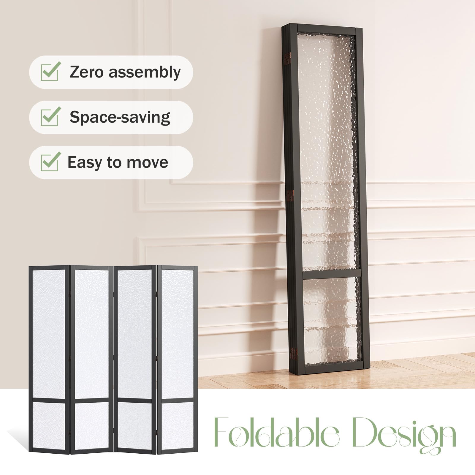 4-Panel Acrylic Privacy Room Divider