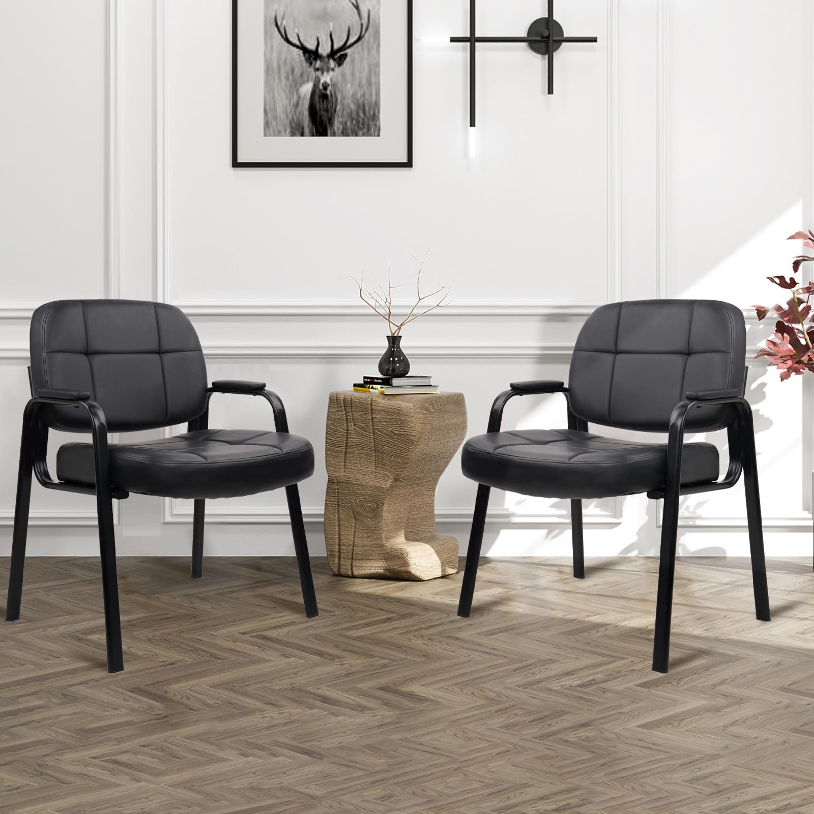 Big & Tall Leather Guest Chair with Padded Arms